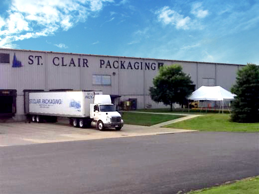 The St. Clair Packaging plant and delivery trailer in Marysville, Michigan